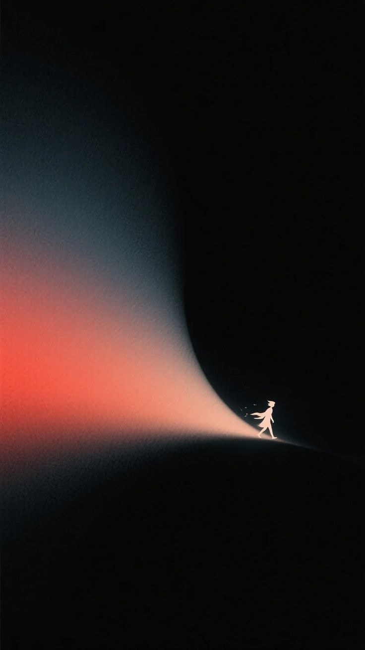 A person alone in a spotlight