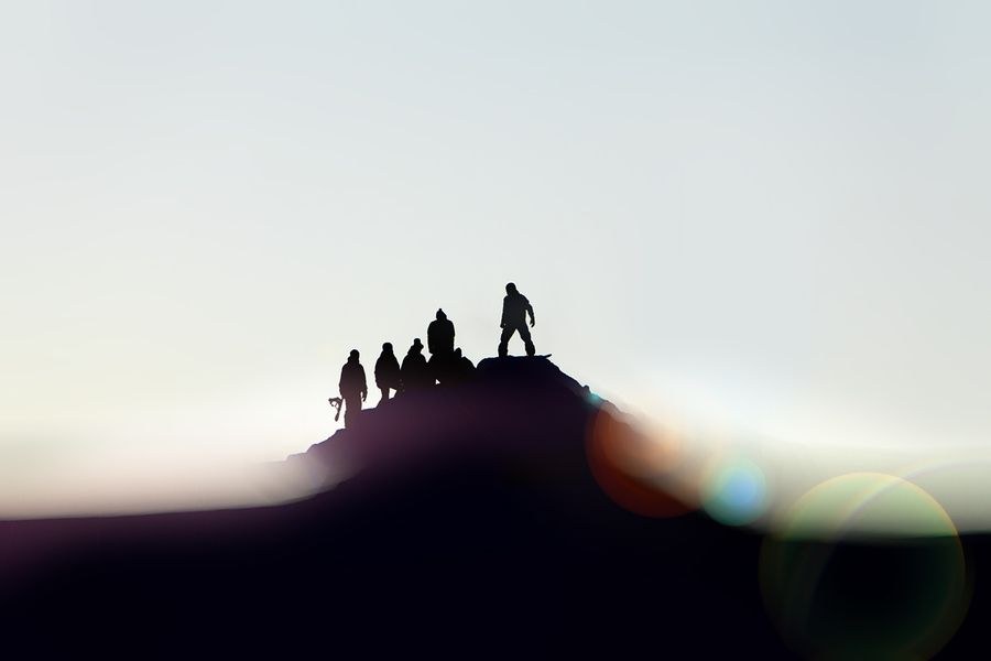 Climbers approaching a summit