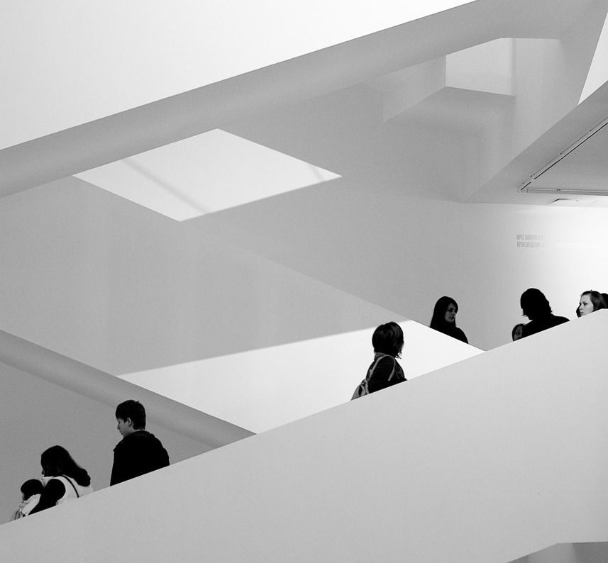 People ascending a staircase